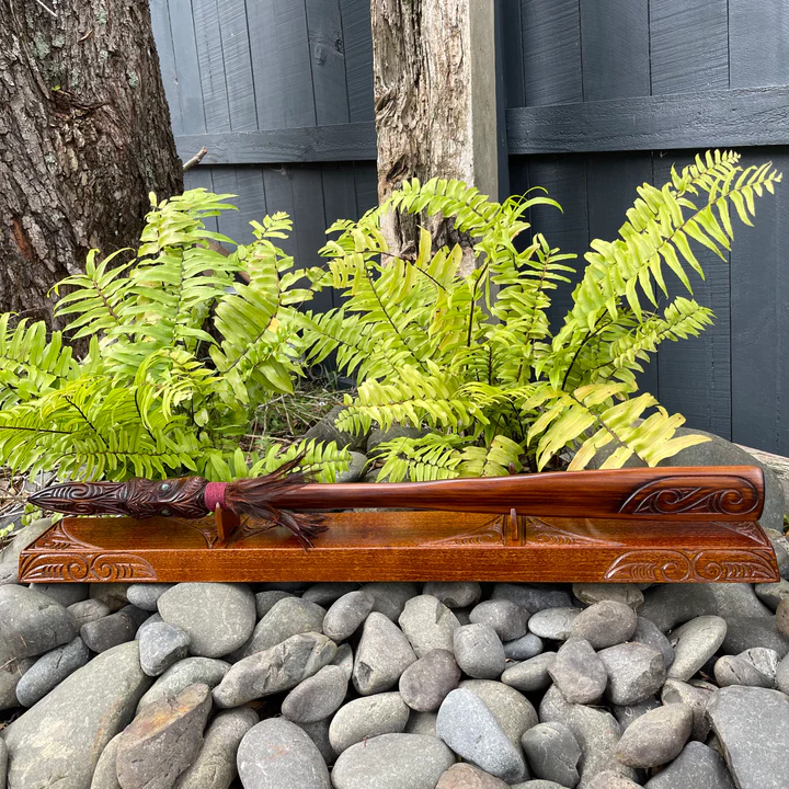 Taiaha On A Stand - wood Carving