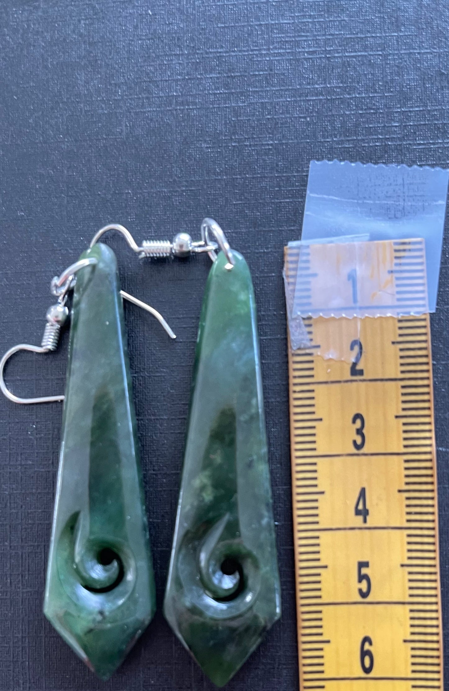 Toki Greenstone Earrings with Koru