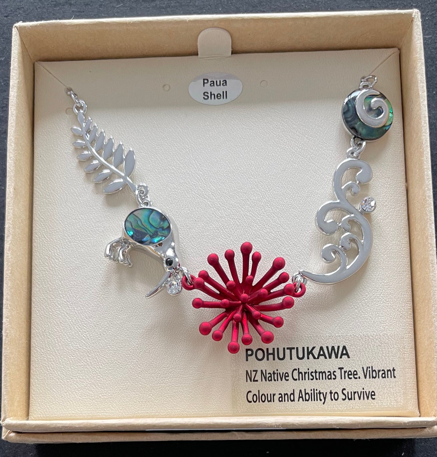 Puhutukawa Paua Necklace and Earrings