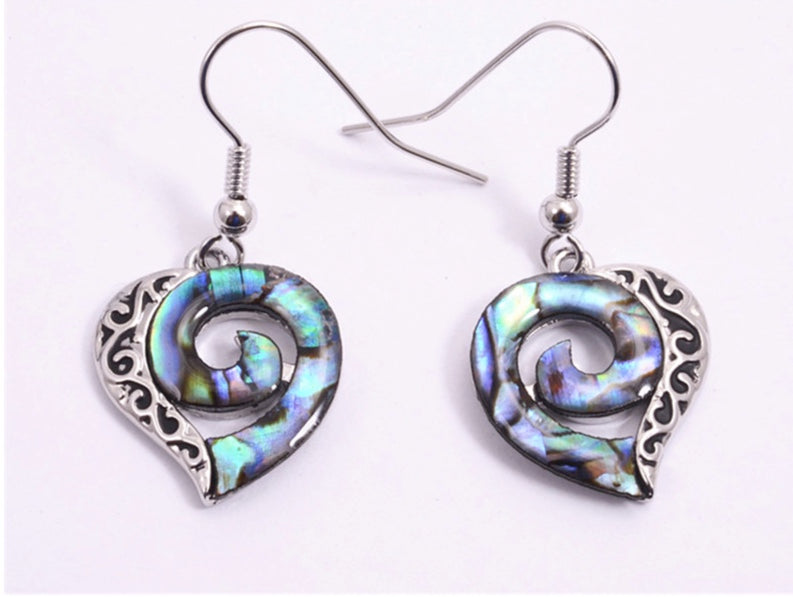 Paua heart Earrings