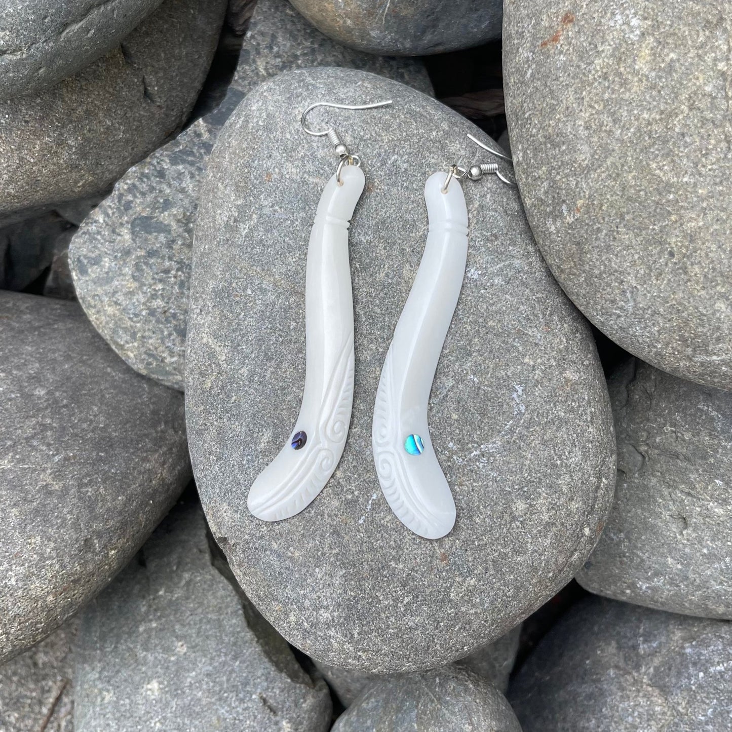 Unique Carved Bone Earrings