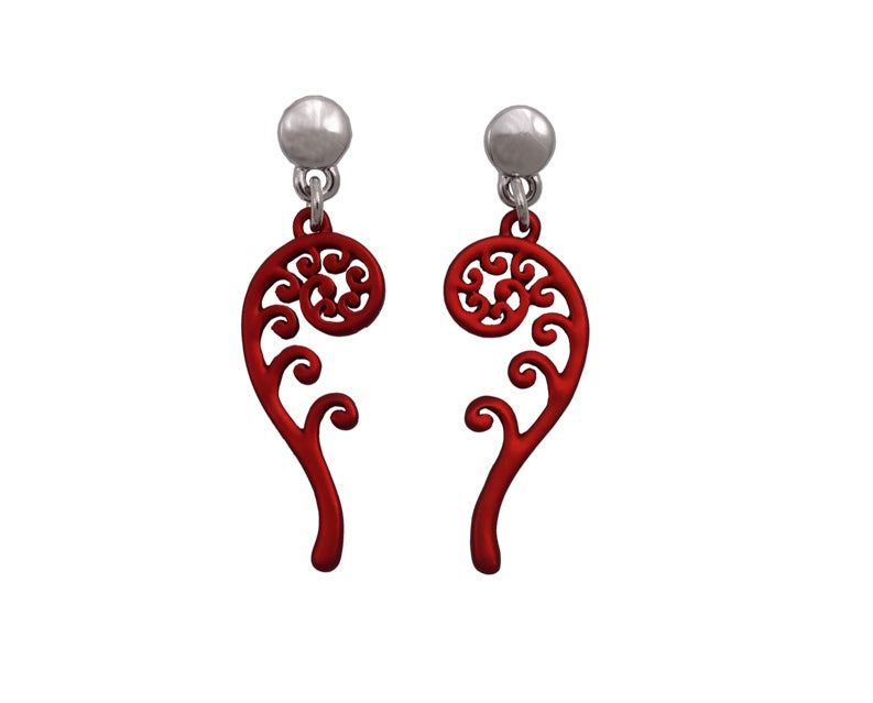 Red Pikorua Twist Earrings