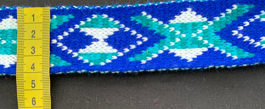 Royal Blue White and Turquoise Jade - Taniko Band 2inch