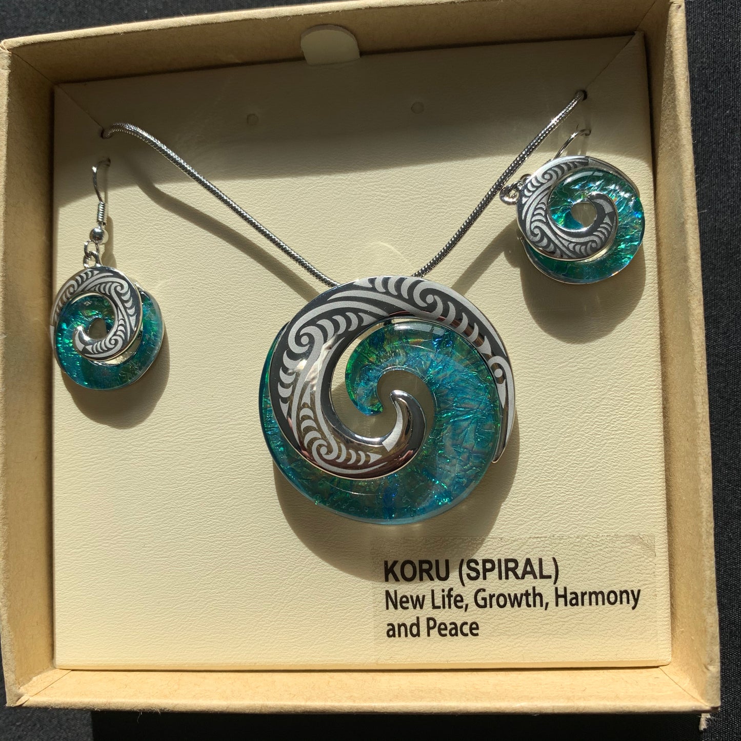 Koru Turquoise laser rhodium set