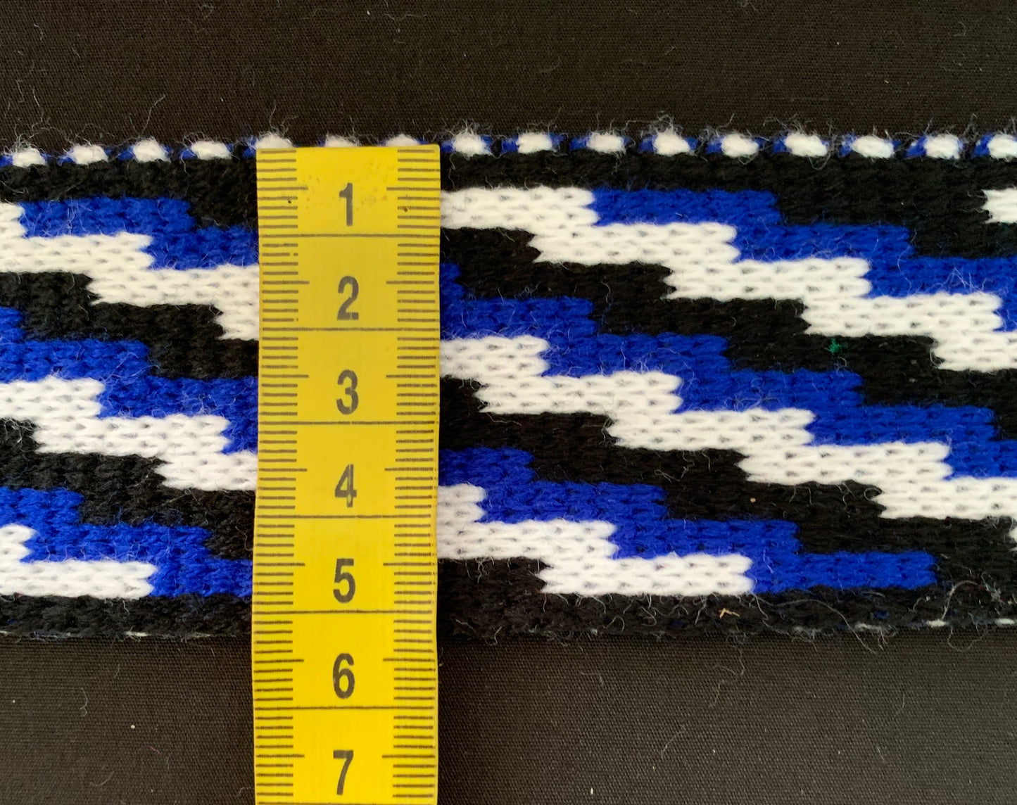 Royal Blue Black and White Poutama - Taniko Band 2.5inch