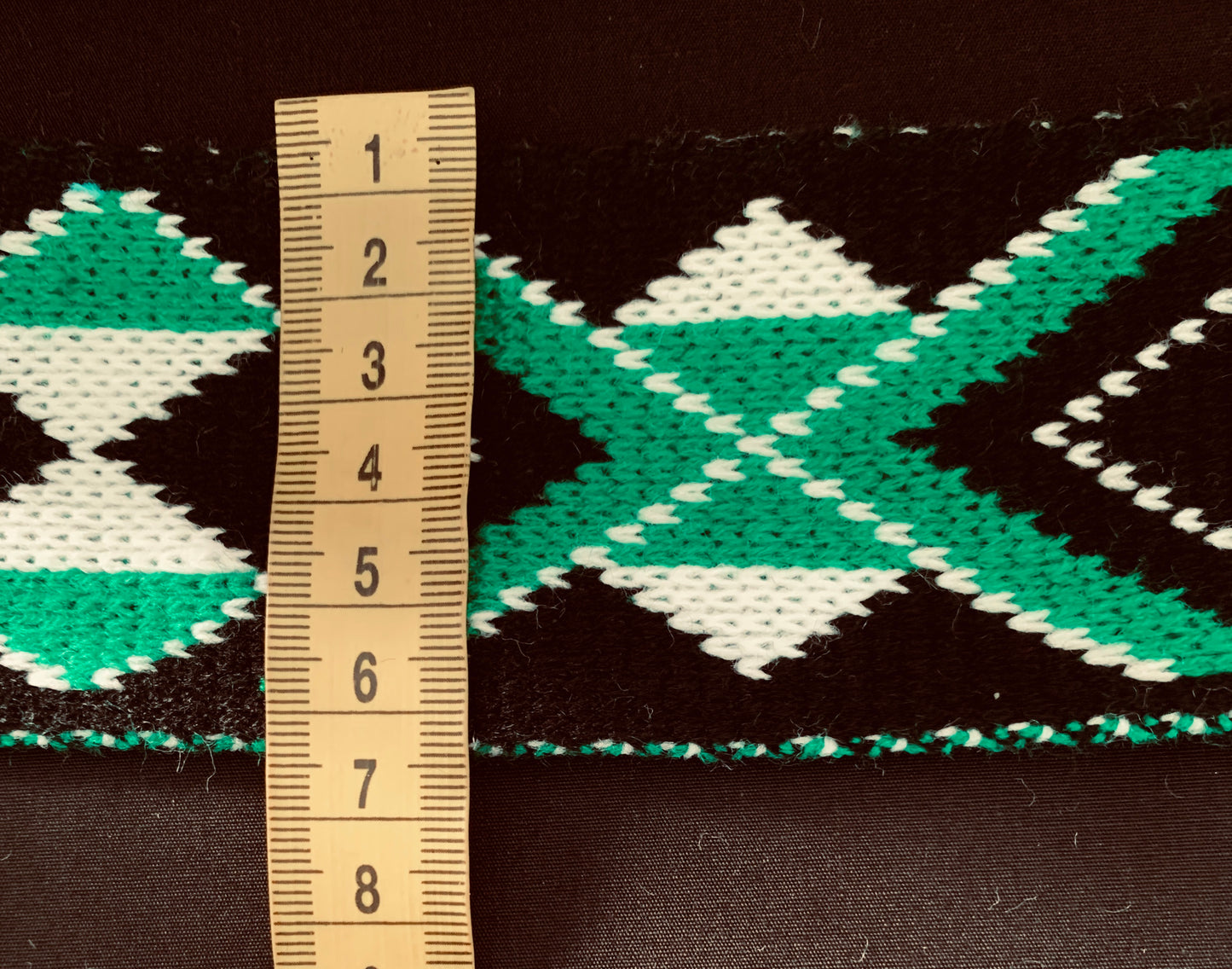 Emerald Green Black and White Pātiki - Taniko Band 2.5inch