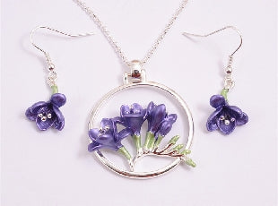 Purple Freesias pendant set