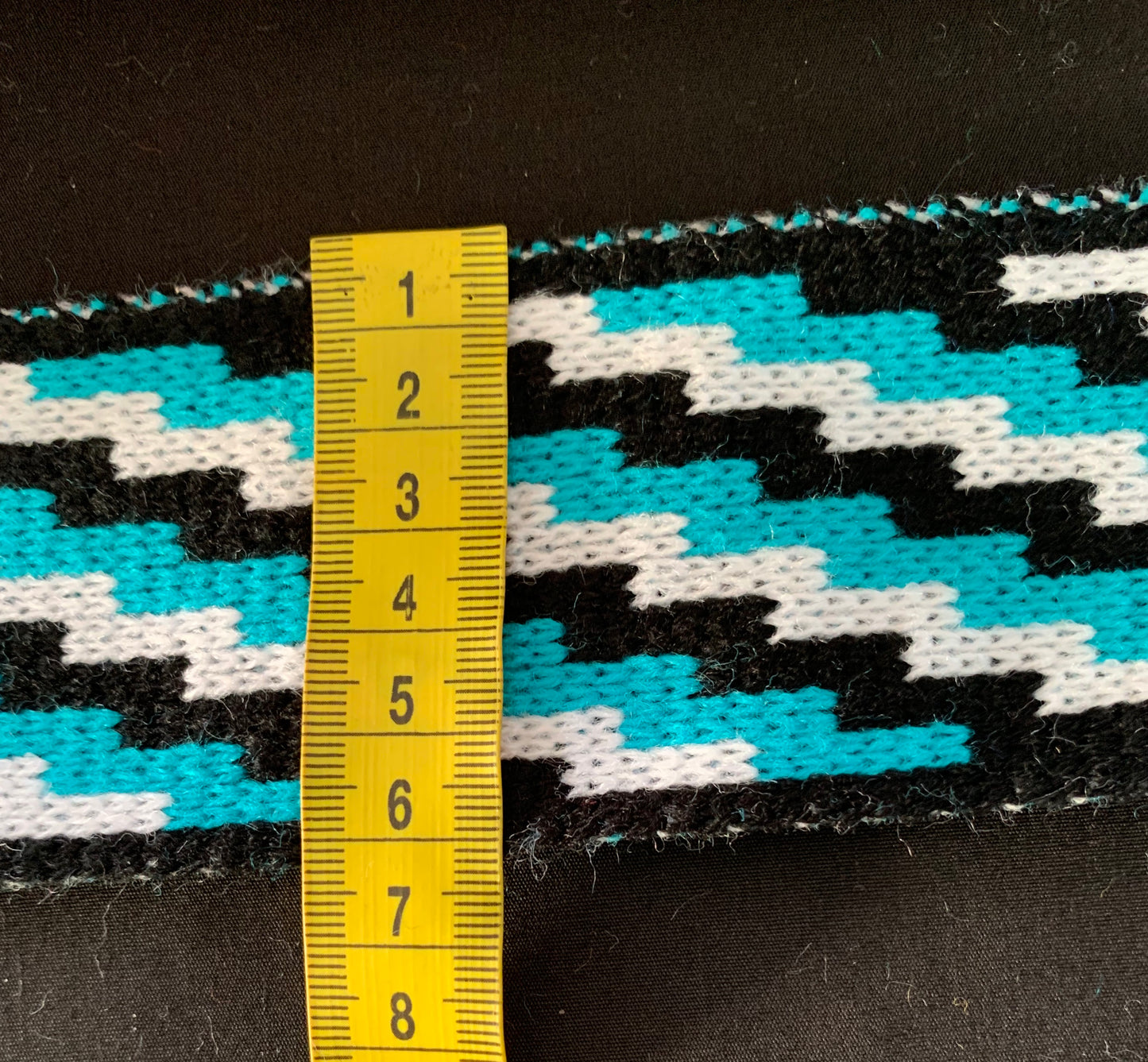Turquoise Black and White Poutama - Taniko 2.5inch