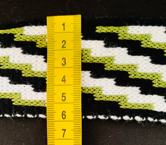 Olive Green Black and White Poutama - Taniko Band 2.5inch