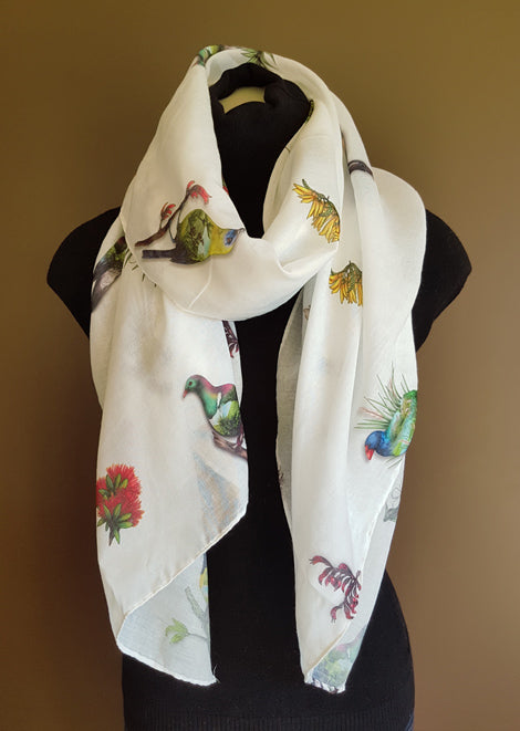 NZ Birds & Flora Scarf