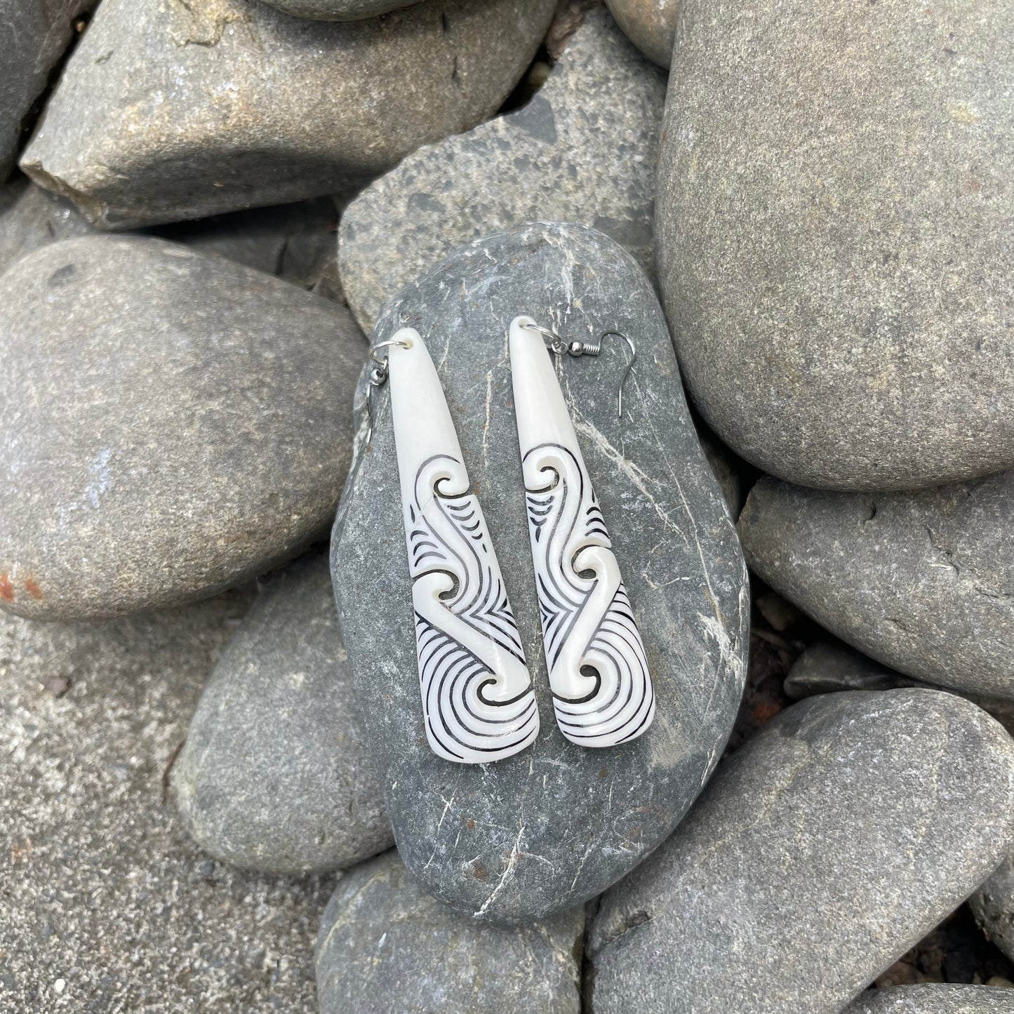 Toki Carved Bone Earrings