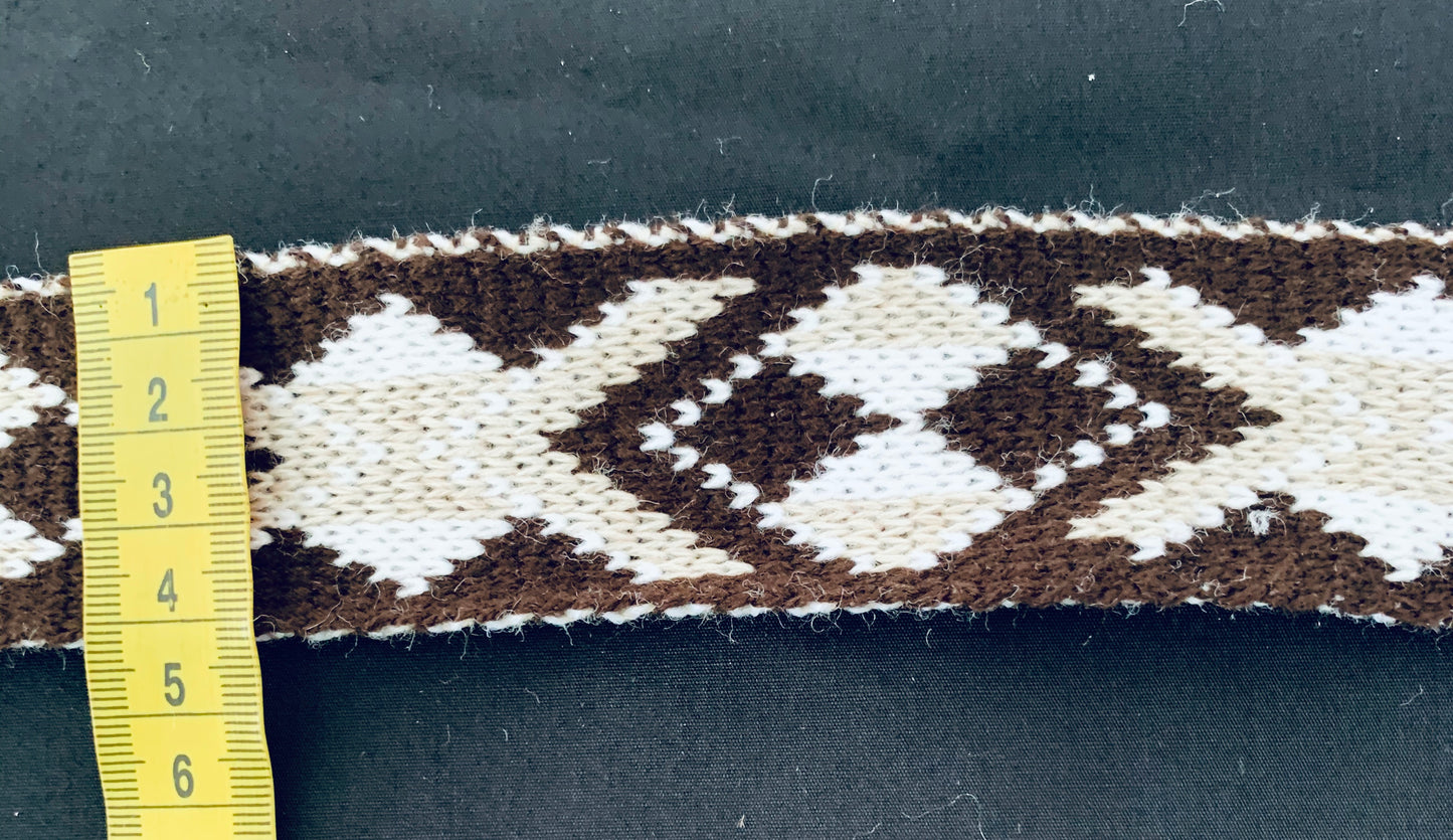 Chocolate, Beige & White Pātiki - Taniko Band 2inch
