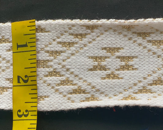 Taniko Band White With Gold lurex Thread 2.5