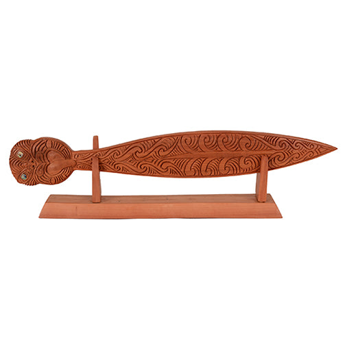 Beautifully hand-carved Wooden Paddle with Stand made from hardwood.