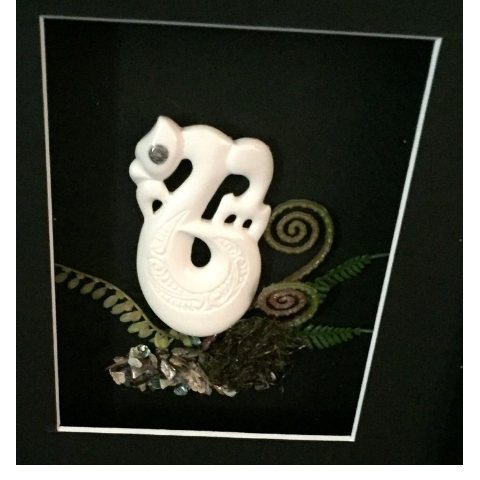 Pounamu & Bone Manaia Framed