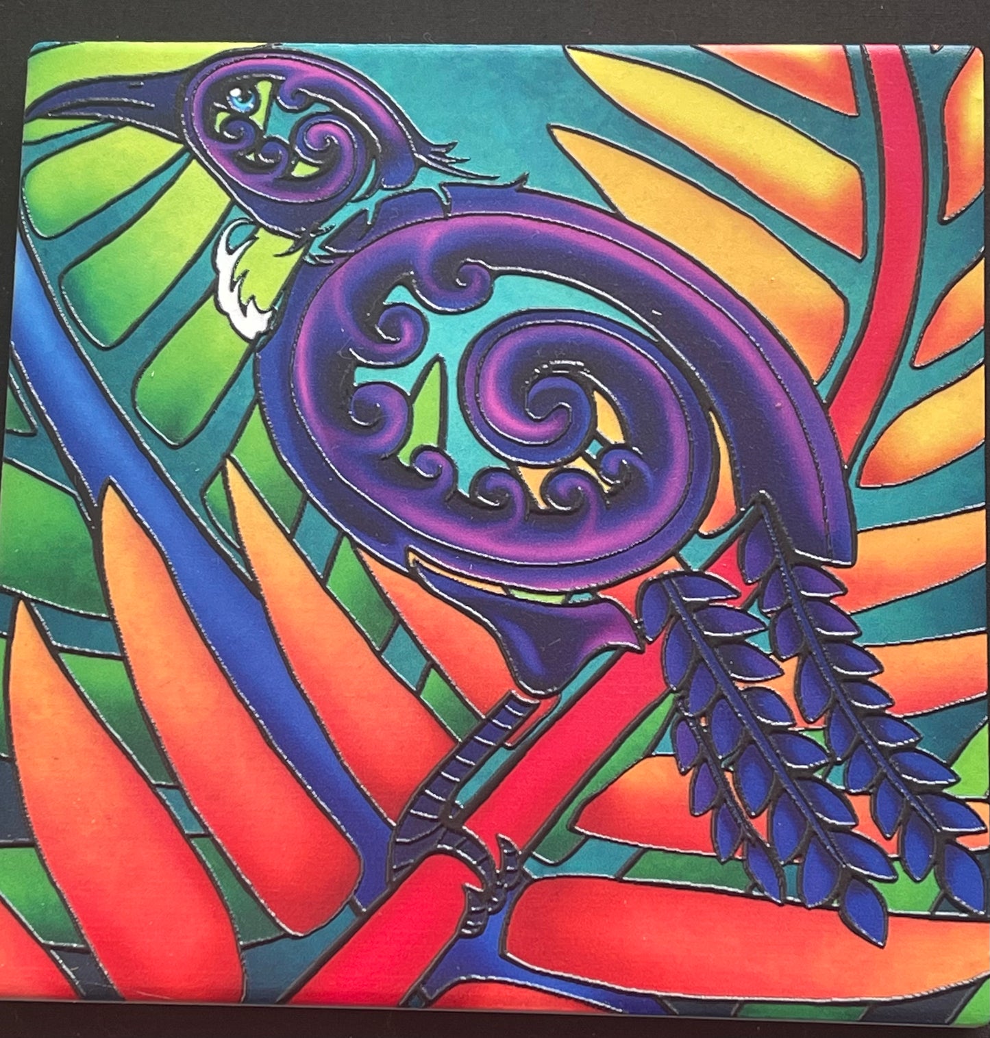 Square Tui Fern - Ceramic Wall Art