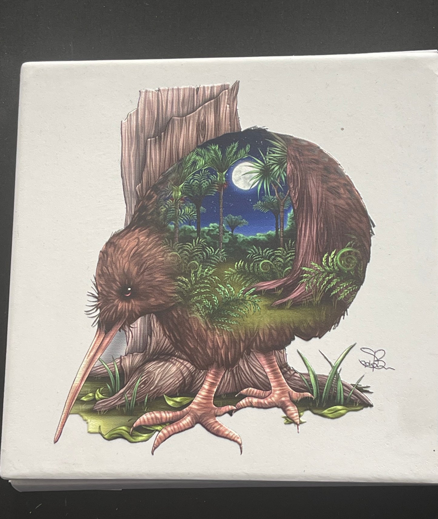 Square Kiwi Forest - Ceramic Wall Art