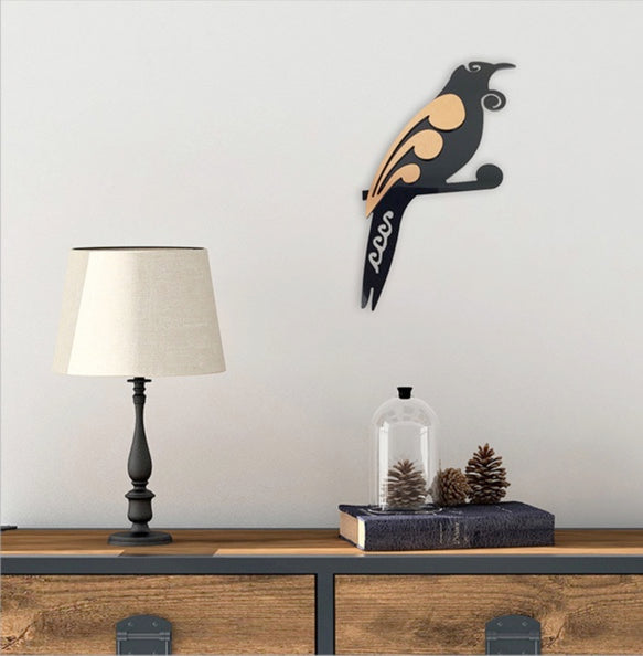 2 Tone Moko Tui Brushed Copper - Wall Art