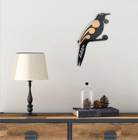 2 Tone Moko Tui Brushed Copper - Wall Art