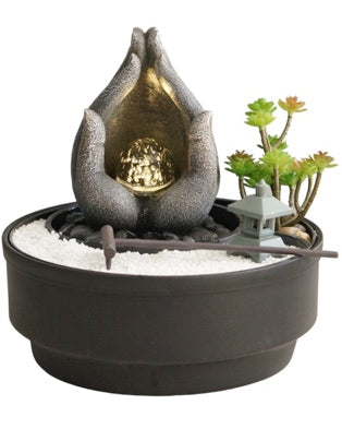 Praying Hands Fountain - Mini Zen Garden - Zen Garden Sand