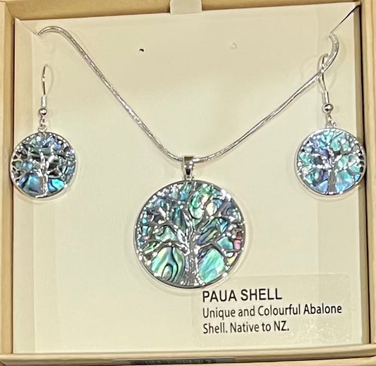 Paua Necklace and Earrings