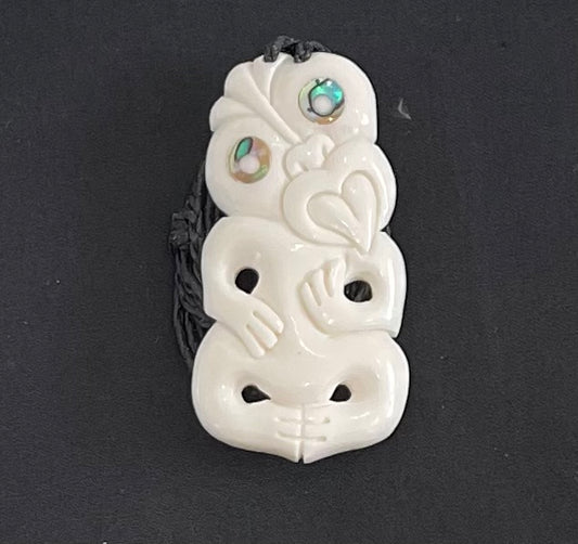 Bone Tiki Pendant - Bone Carving - Bone Necklace