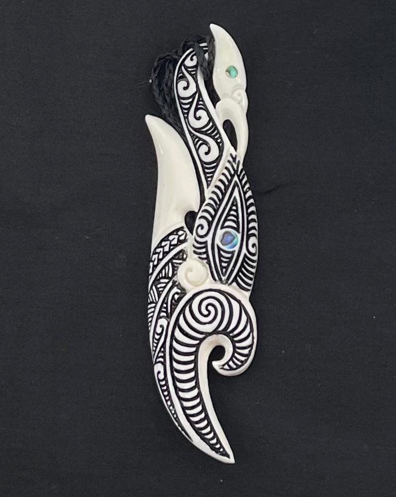 Manaia Bone Carving - Fish Hook Necklace - Maori Necklace