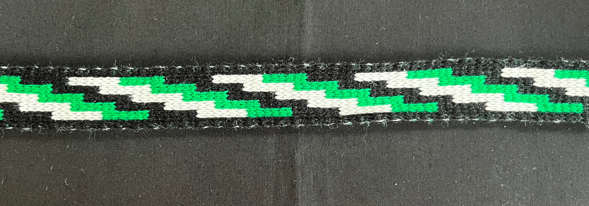 1inch Emerald Green Black and White Poutama - Taniko Band