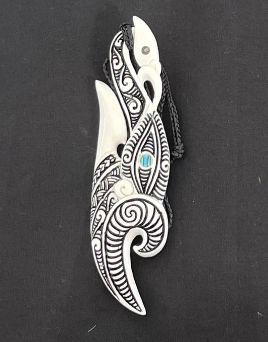 Manaia Necklace  - Bone Carved Necklace - Maori Bone Carving