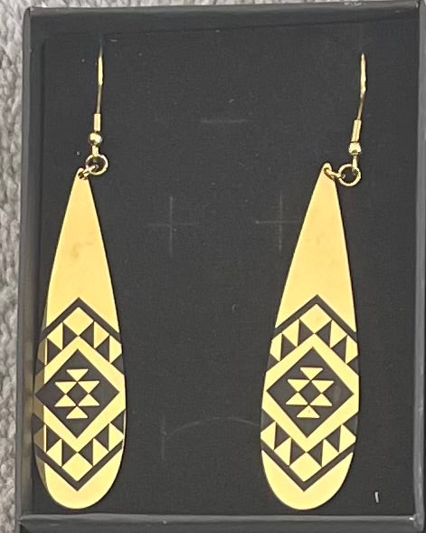 Stainless Steel Black and Gold Earrings