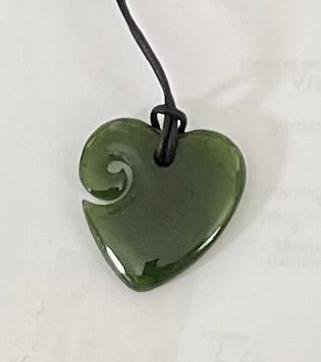 Small Heart Pounamu Necklace with a koru