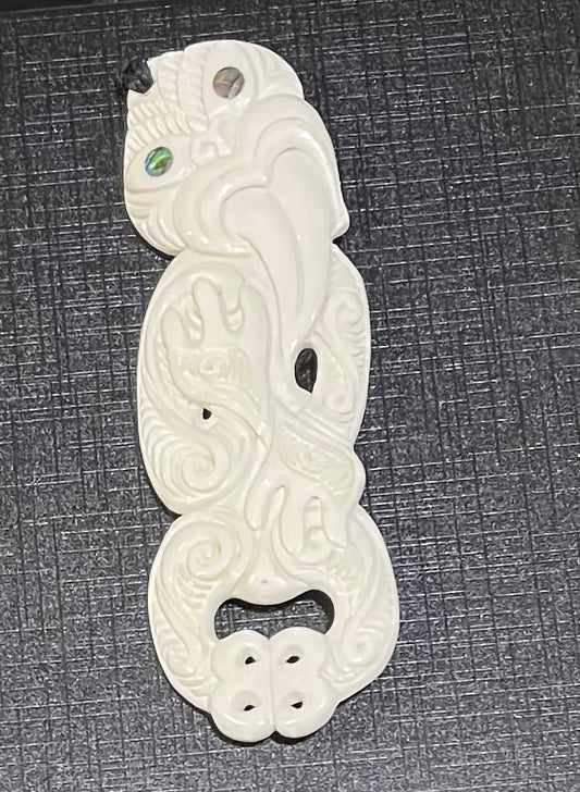 Tiki Face Pendant - Bone Carving