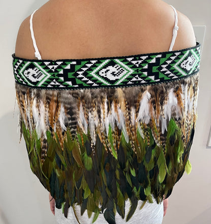 Grass Green - Maori Half Korowai Cape