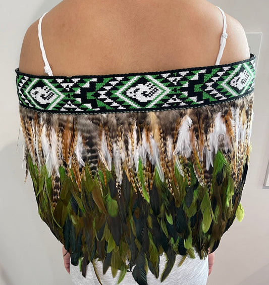 Grass Green - Maori Half Korowai Cape