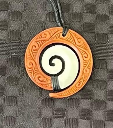 Wood and Bone Koru Pendant