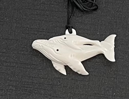 Whale and baby Bone- Bone Carving