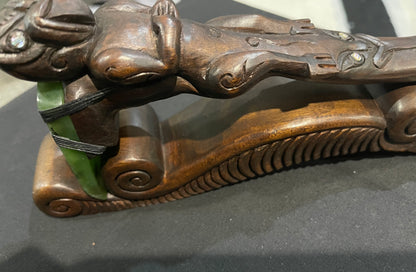 Greenstone Axe On Stand - Wood Carvings