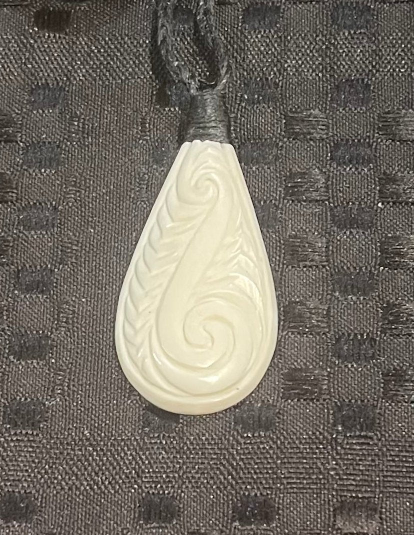 Patu Carved Necklace - Bone Carving Necklace - Bone Pendant