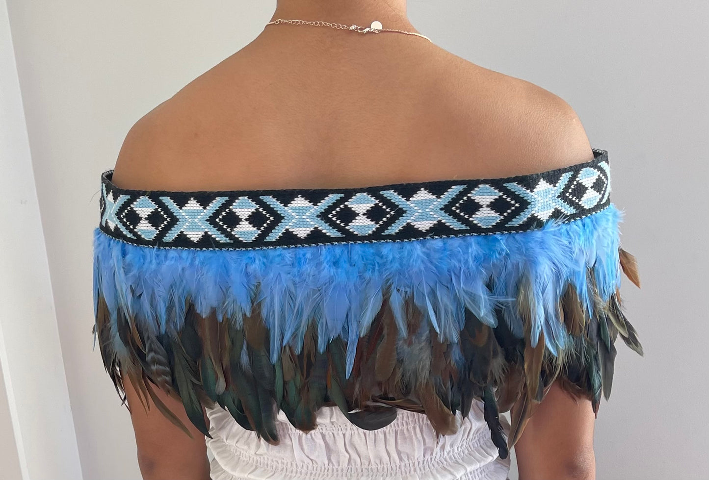 Sky blue Feathered Maori Cape