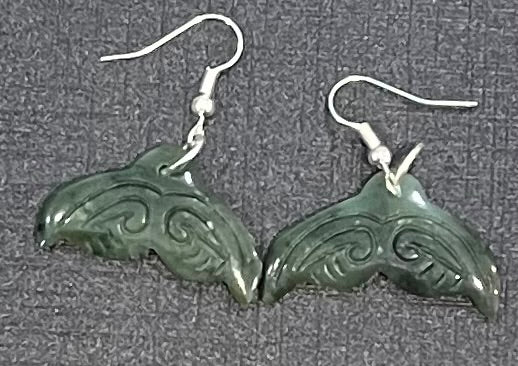 Whale Tail Greenstone Earrings