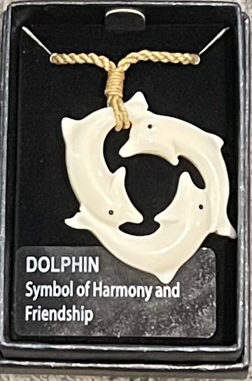 Dolphins Necklace - Bone Carving