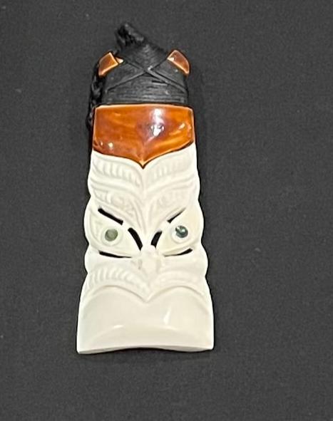 Tiki Face Pendant - Bone Carving