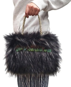 Kapua - Fur Bag - Kete NZ - Maori Bags Faux Fur handbags