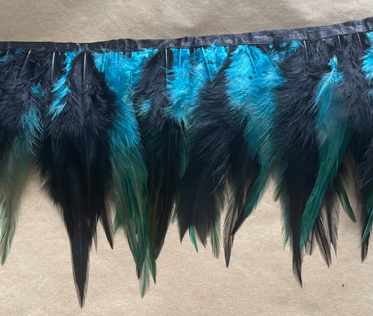 Jade and Black mixed Hen Feathers