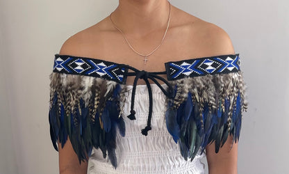 Royal Blue Feathered Maori Cape