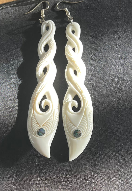 Extra Long Twist- Bone Earrings