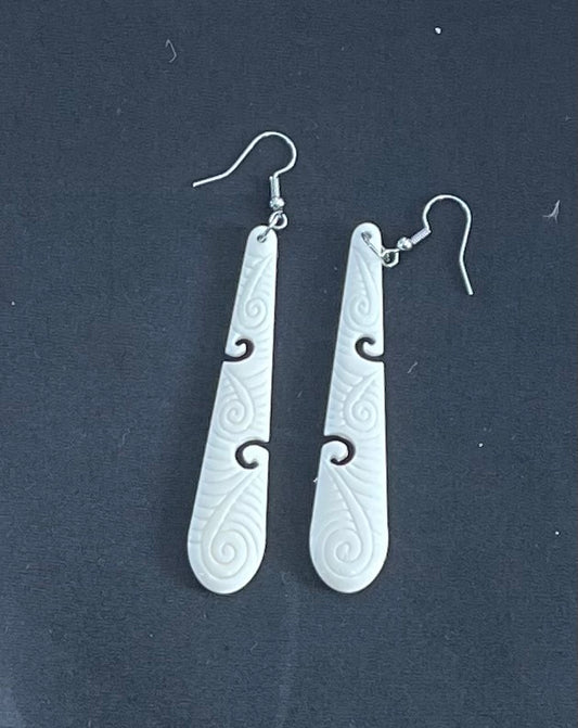 Drop Carved Bone Earrings