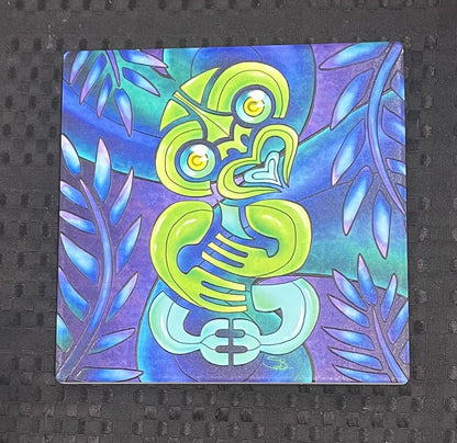 Tiki 3D Square Plaque Plus a Gift Card To Match - Ceramic Art