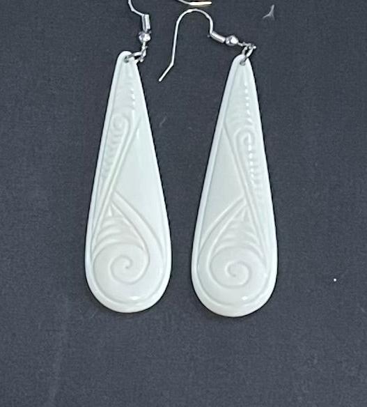 Carved Toki - Bone Earrings