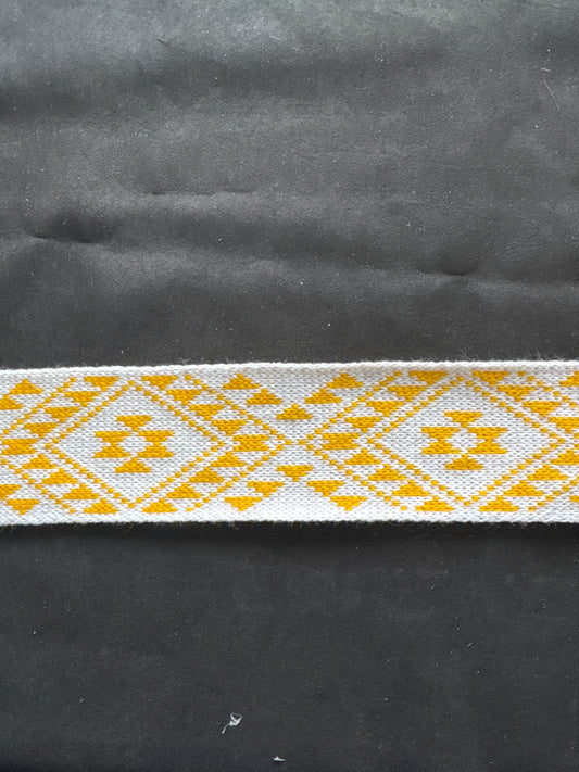 White and gold Pātiki - Taniko Band 2.5inch